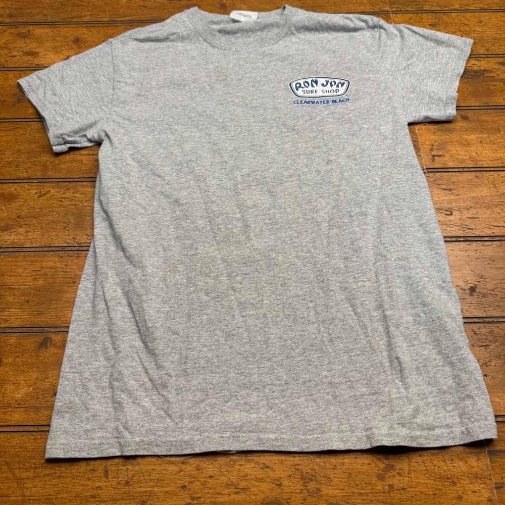 Ron Jon Surf Shop Clearwater Beach Graphic T Shirt Gray Short Sleeve Casual‎